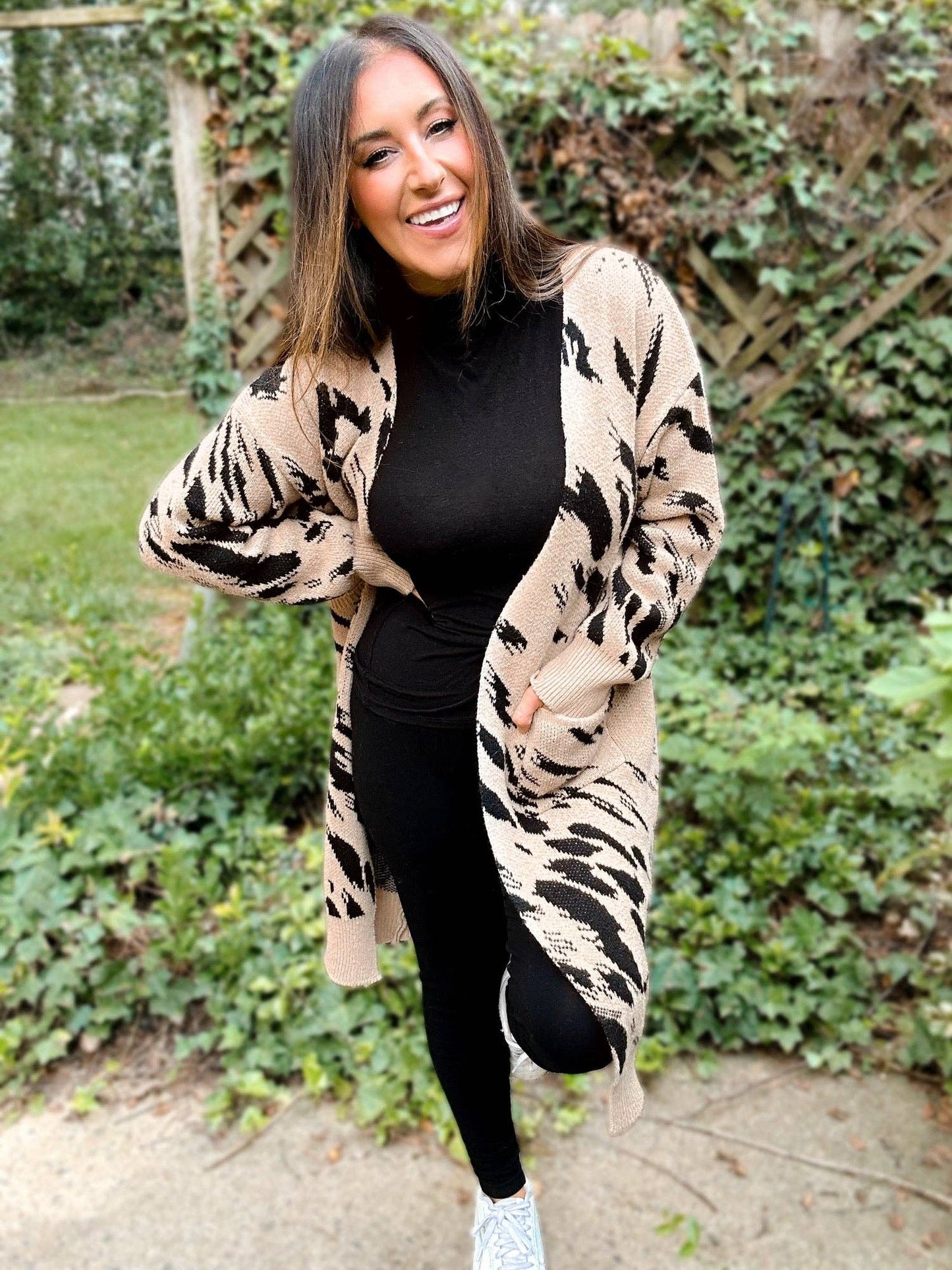 With Love, Molly Harper Heavyweight Animal Print Cardigan: