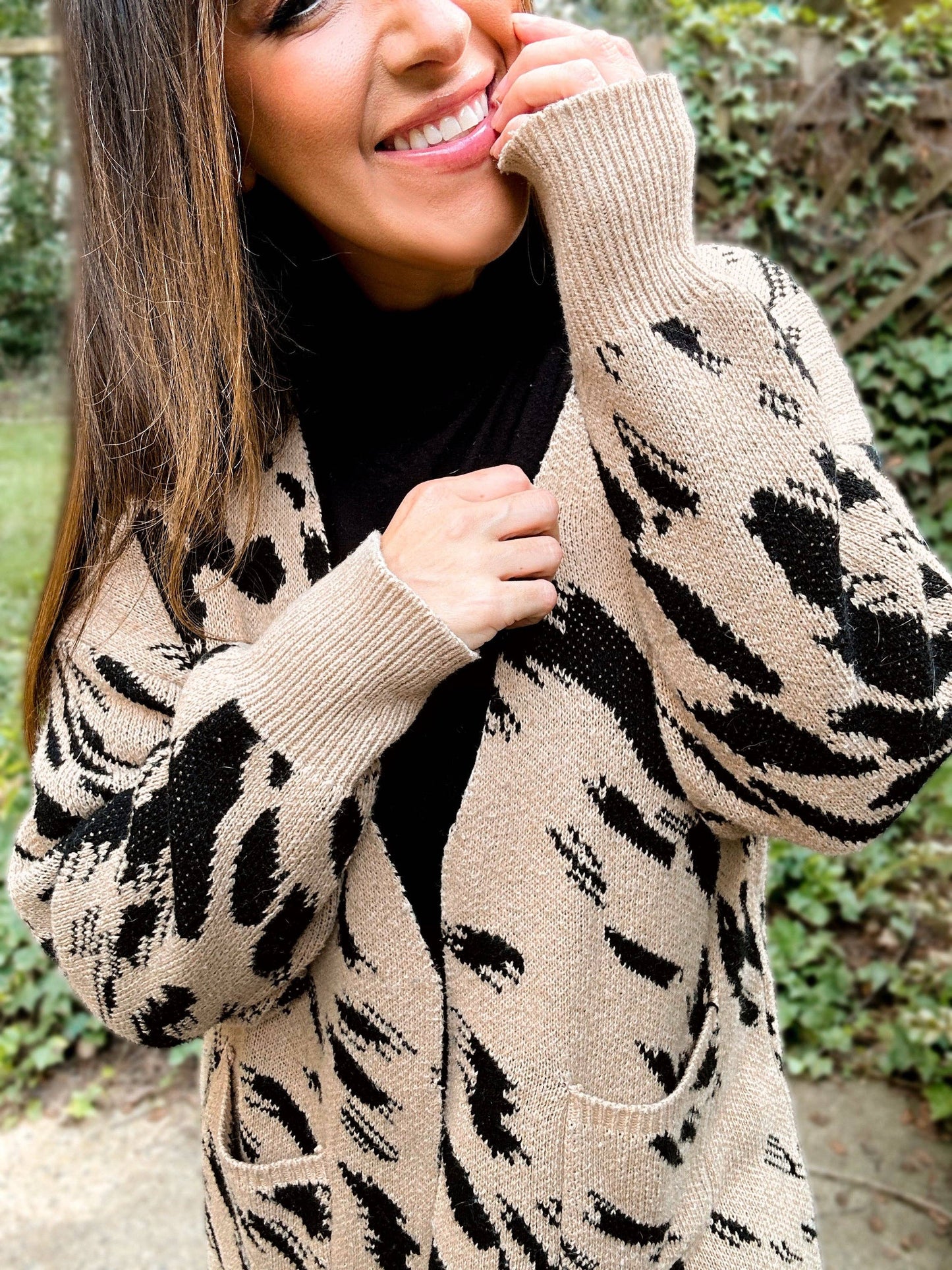 With Love, Molly Harper Heavyweight Animal Print Cardigan: