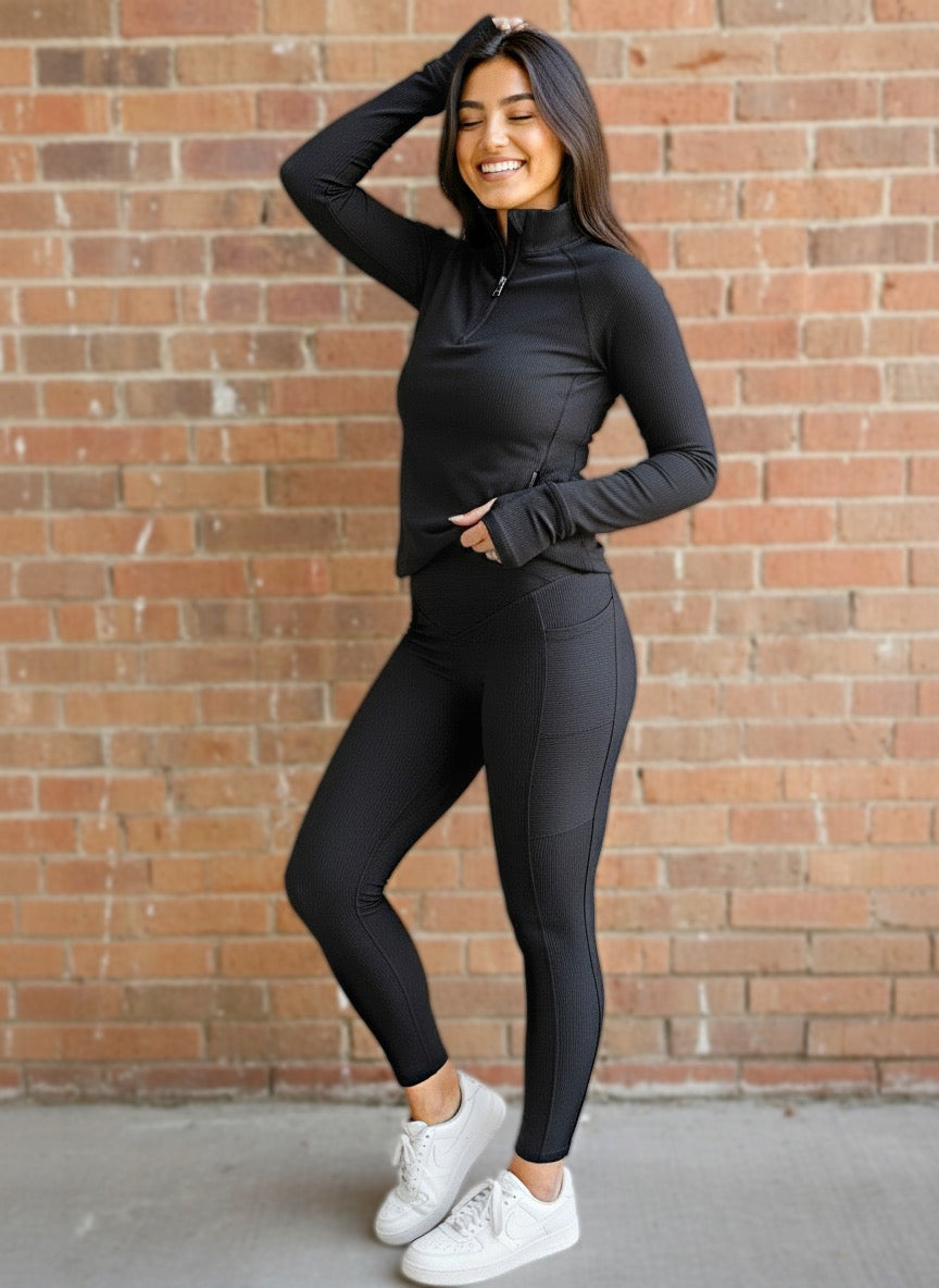 PREORDER Max Sculpt Ribbed Leggings Regular Black Only - Girl Code Couture