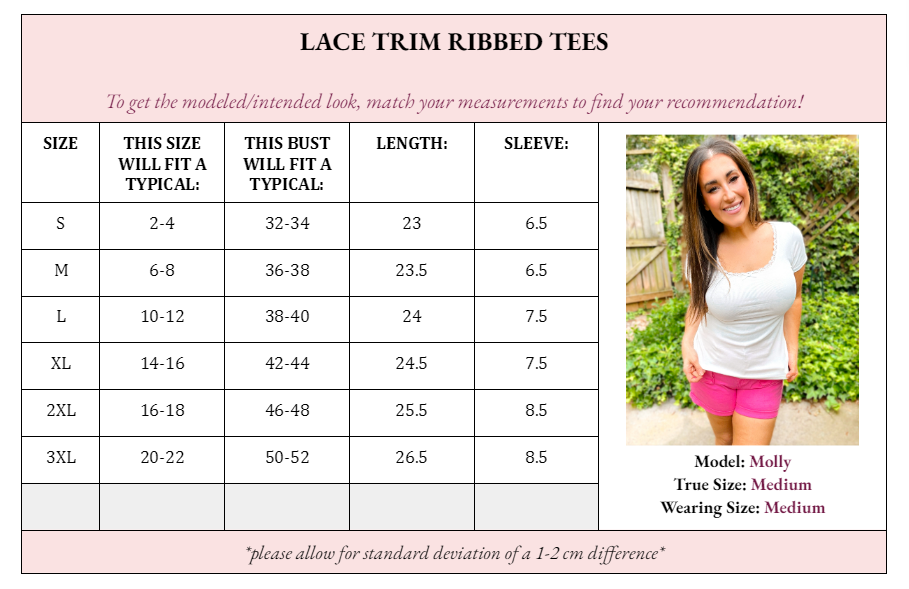 Lucy Lace Trim Ribbed Tee - Girl Code Couture