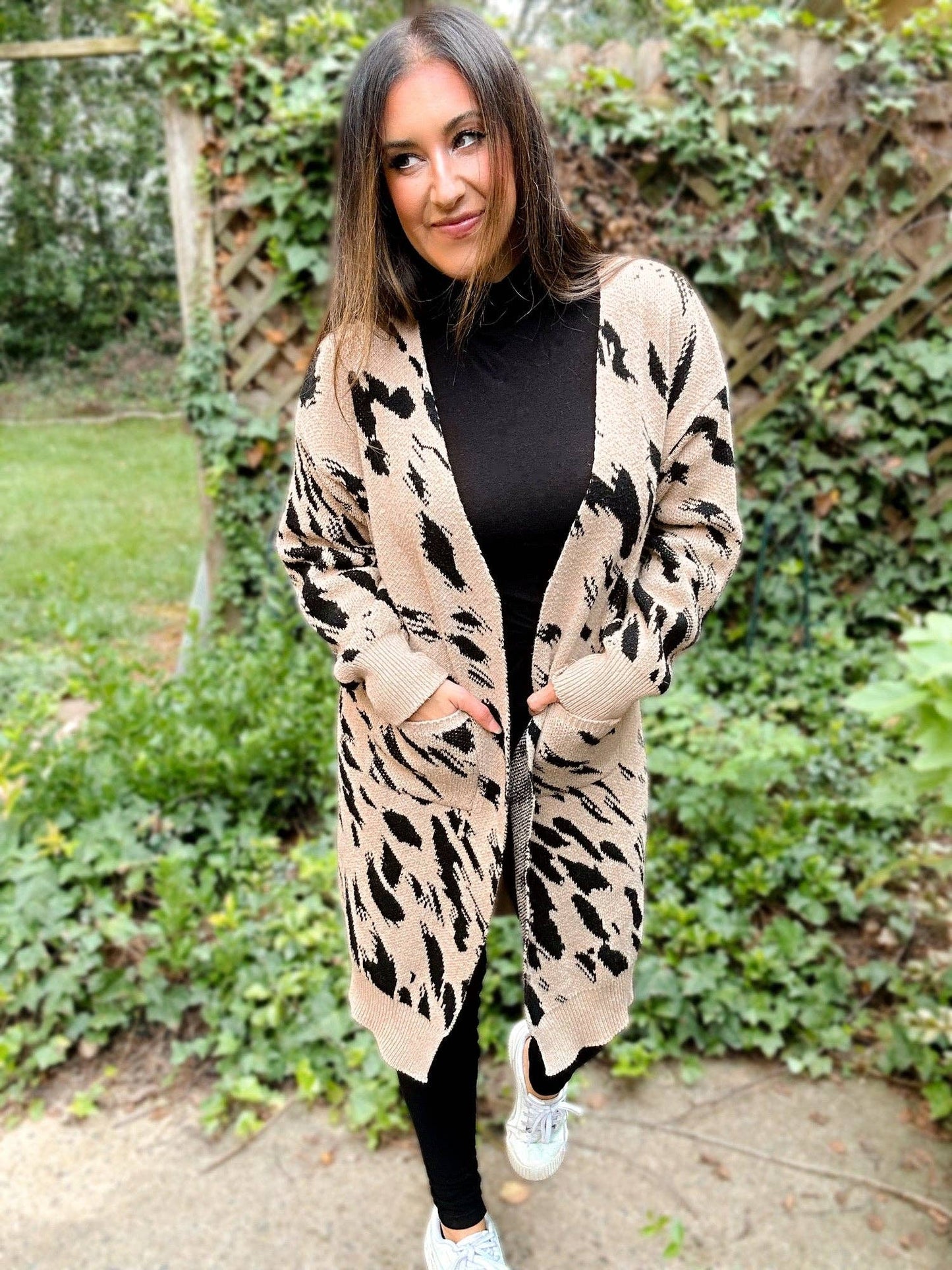 With Love, Molly Harper Heavyweight Animal Print Cardigan: