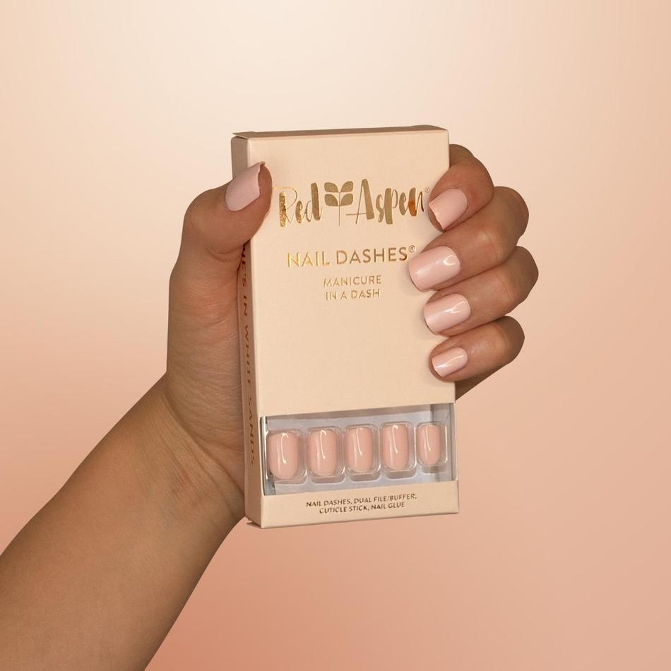 Red Aspen Square Nail Dashes Manicure Nail Art At Home. All natural neutral tones for nails.