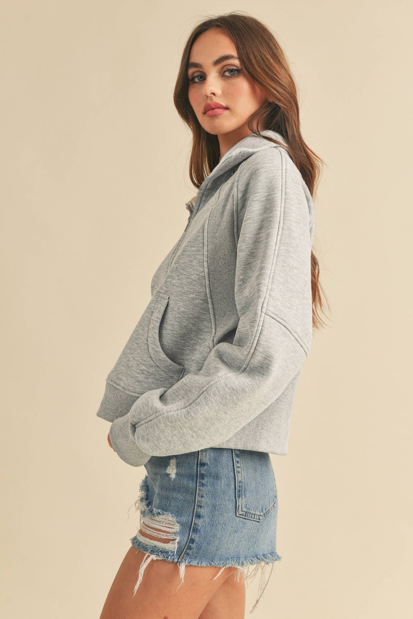 Pale Blue Dove Funnel Neck Half Zip