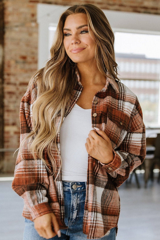 Kelsea Plaid Shacket | S-2XL: Gold Flame