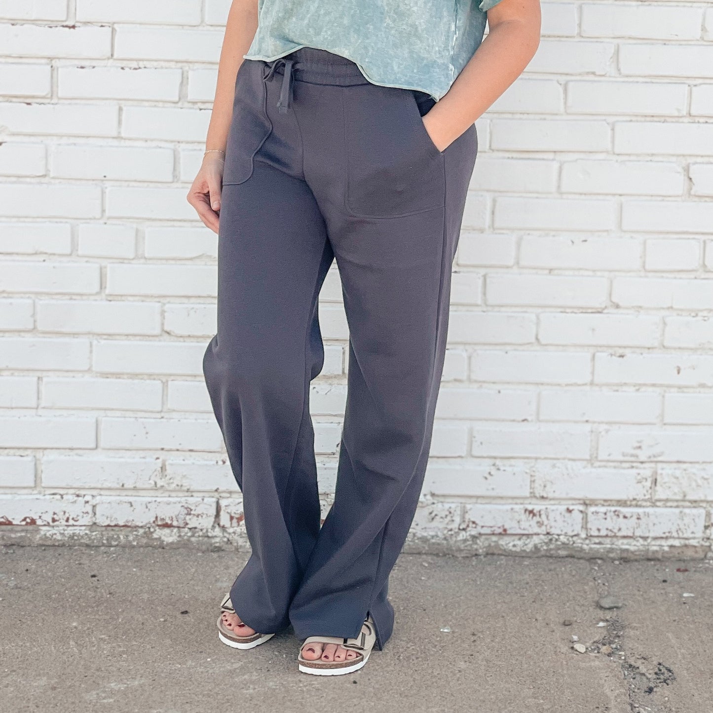 FLEECE FRENCH TERRY STRAIGHT LEG PANTS