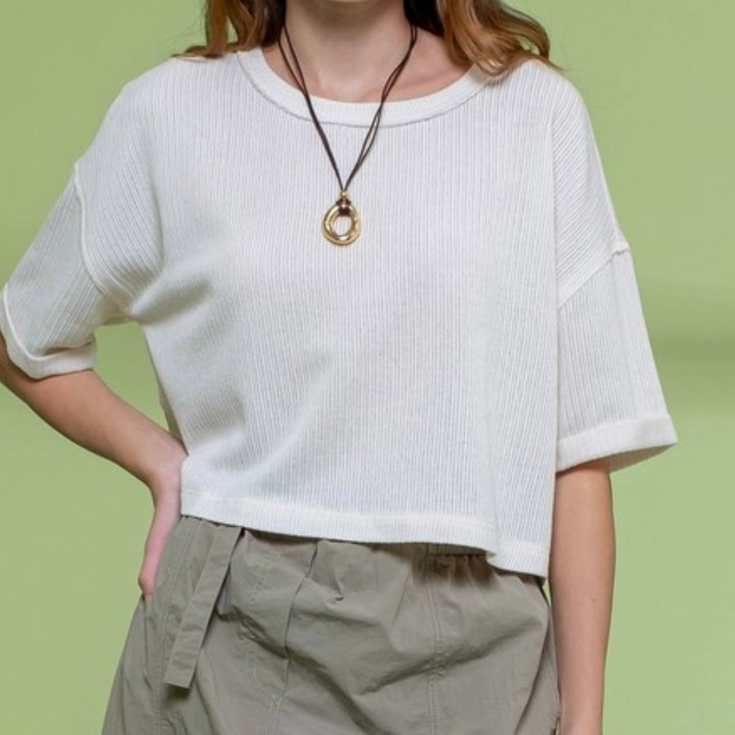 Casually Knit Top- oatmeal