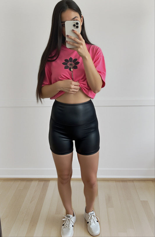 Lainey Leather Suck & Tuck Biker Shorts