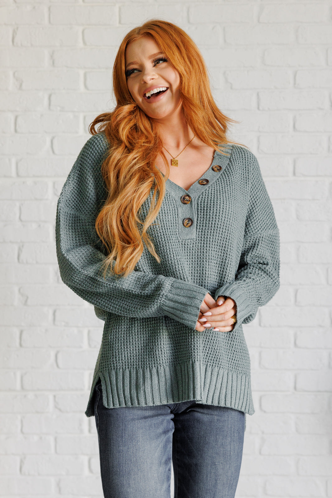 Lakeside View Drop Shoulder Sweater in Sage