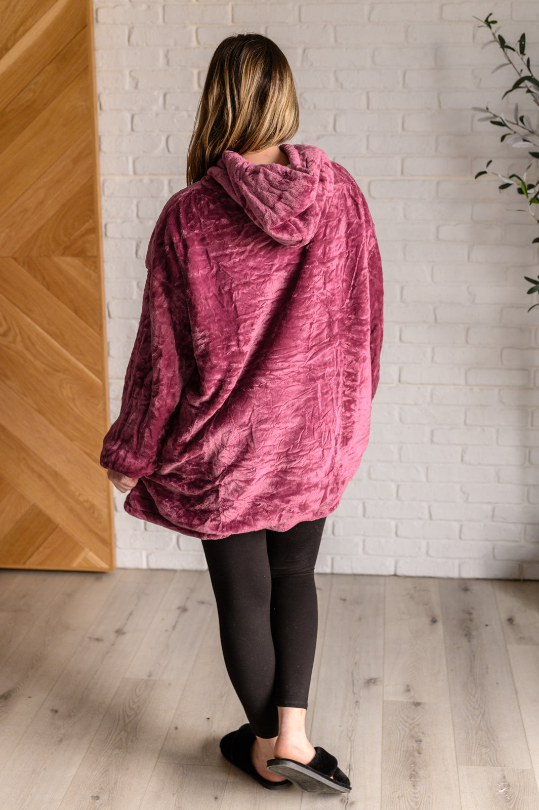 Oversized Velour Blanket Hoodie in Purple