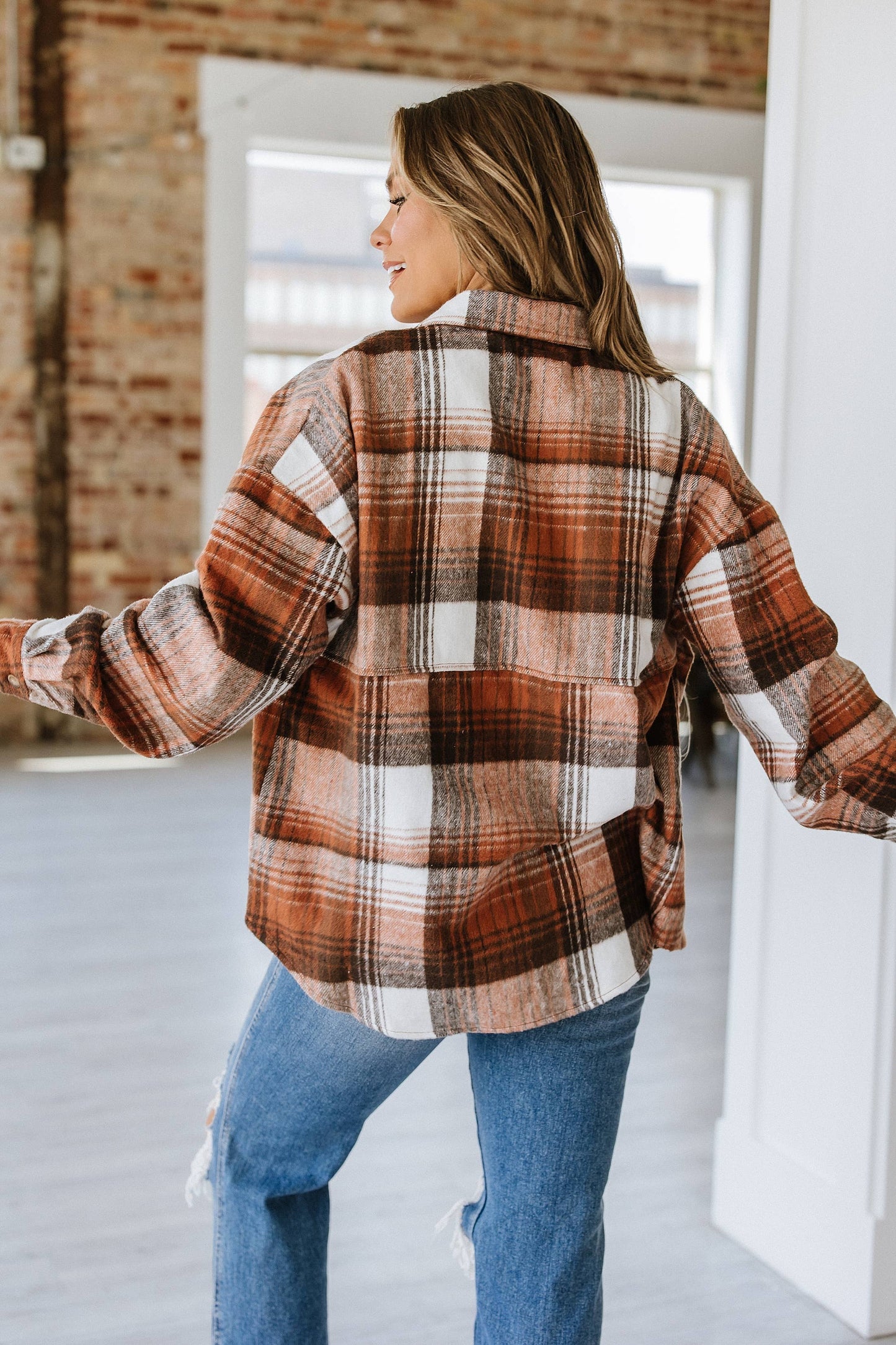 Kelsea Plaid Shacket | S-2XL: Gold Flame