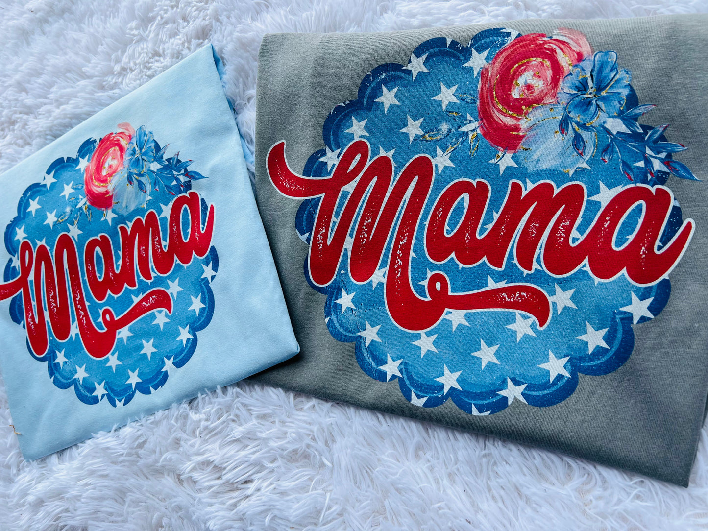 Mama Floral July 4th Graphic Tee (SHIP DATE 6/9)