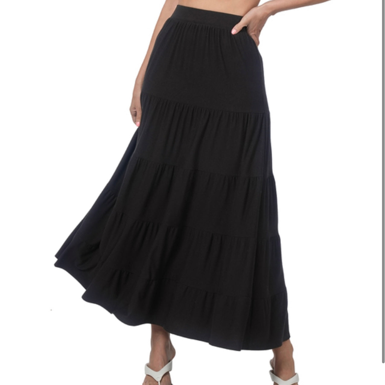 Zenana Tiered Skirt- black