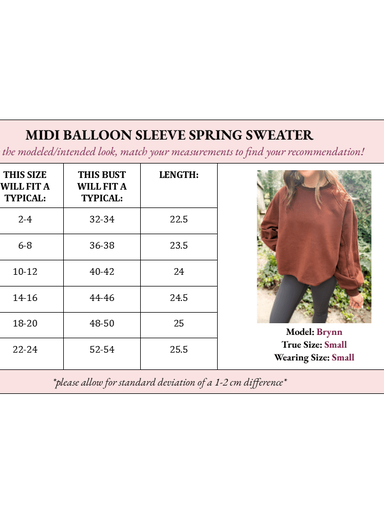 Madeline Midi Balloon Sleeve Sweater - Girl Code Couture