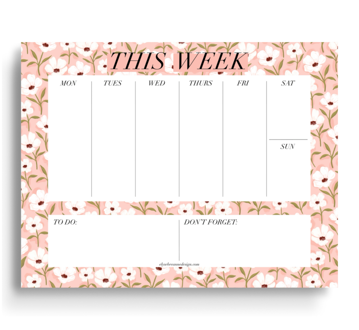 White Anemone Weekly Planner Notepad, 8.5x11 in.