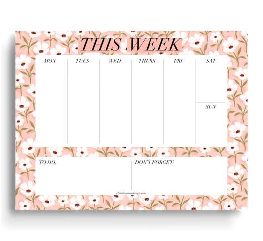 White Anemone Weekly Planner Notepad, 8.5x11 in.