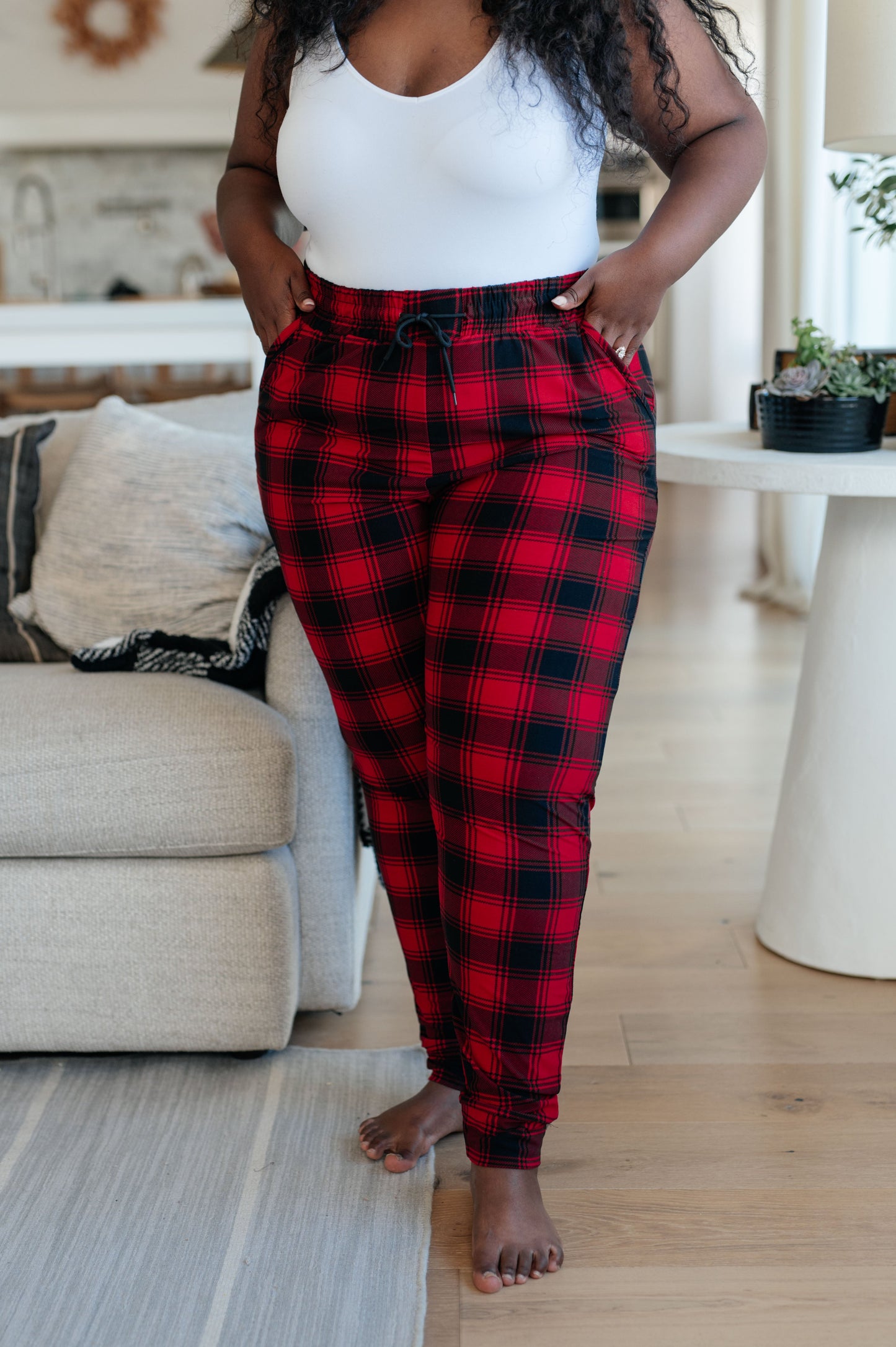 Your New Favorite Joggers in Red Plaid