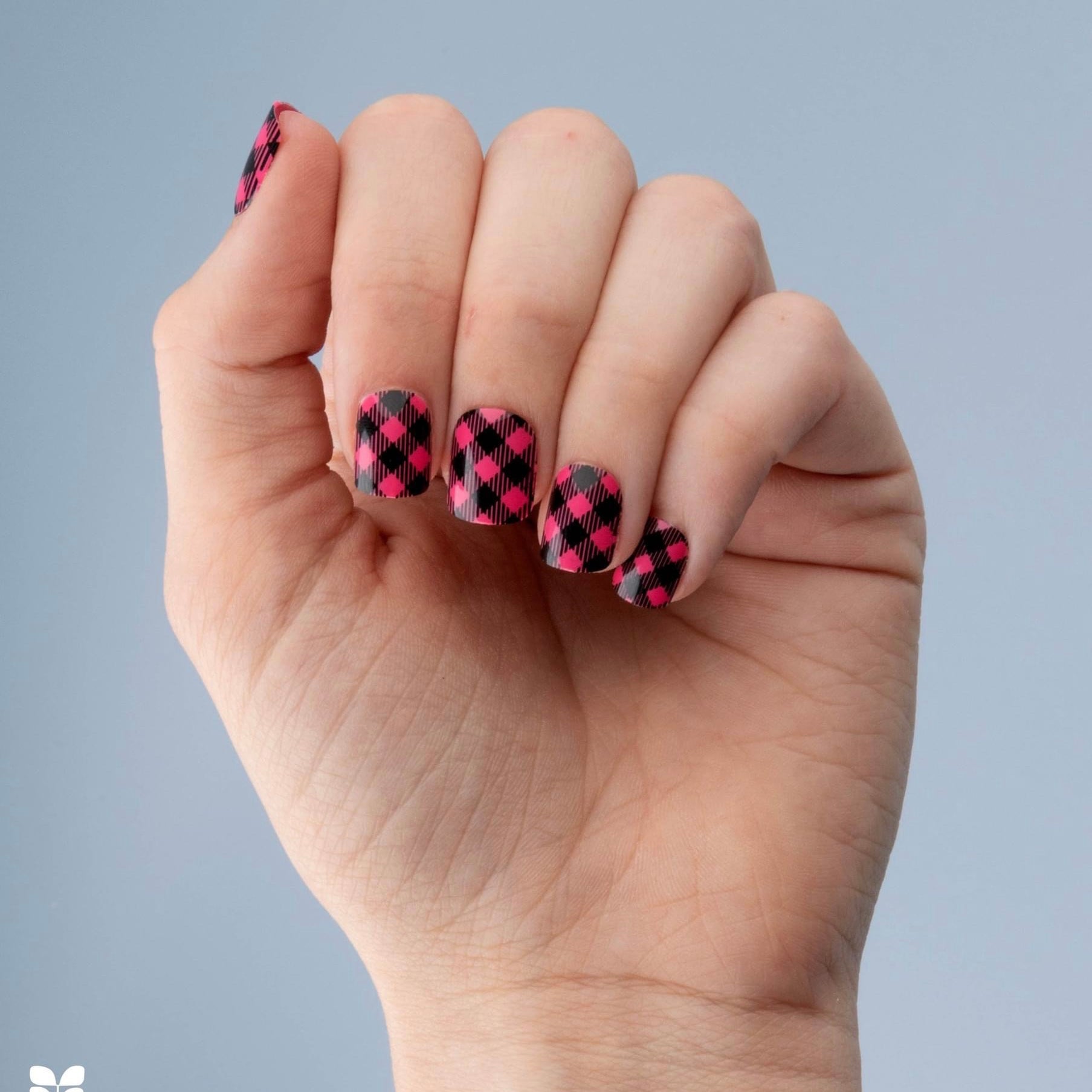 Red Aspen Petite Nail Dashes Manicure DIY Nail Art buffalo plaid nails
