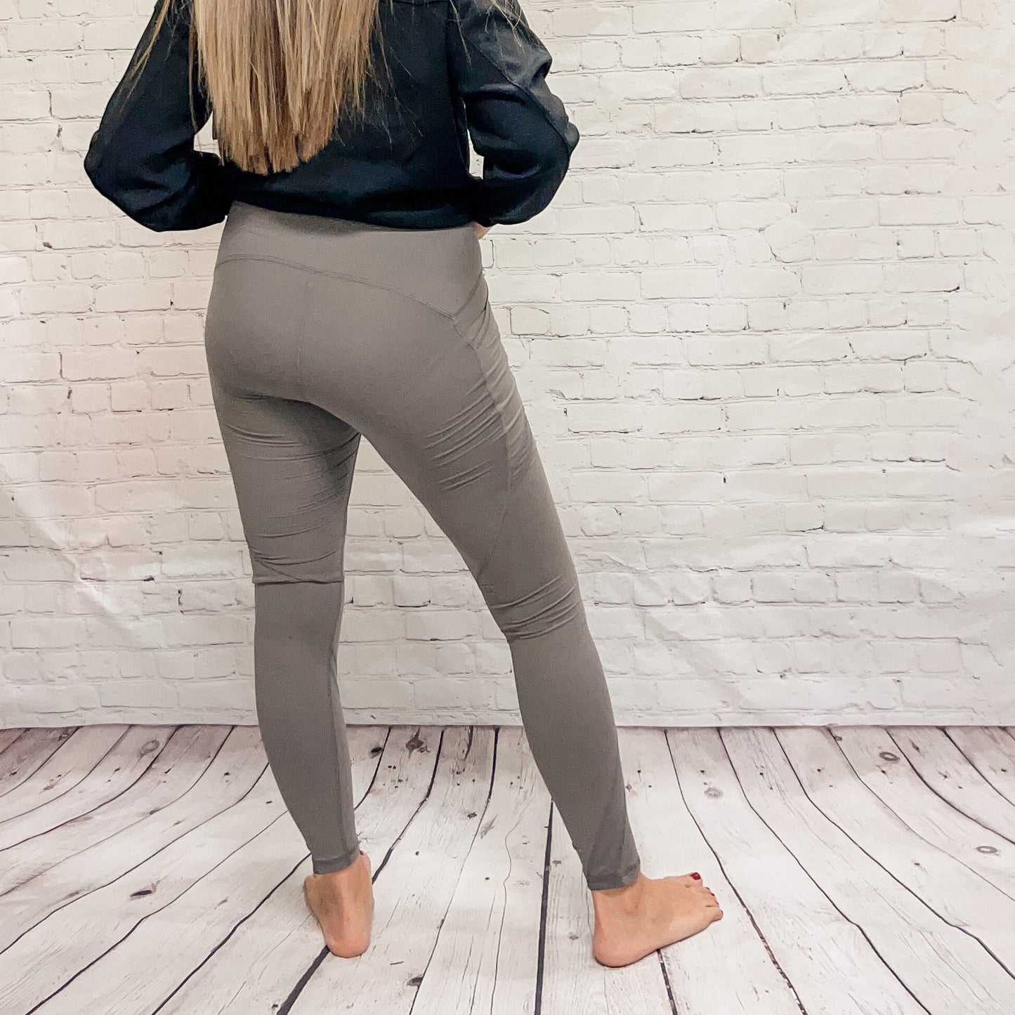 Mesh Detail Leggings- smoky grey