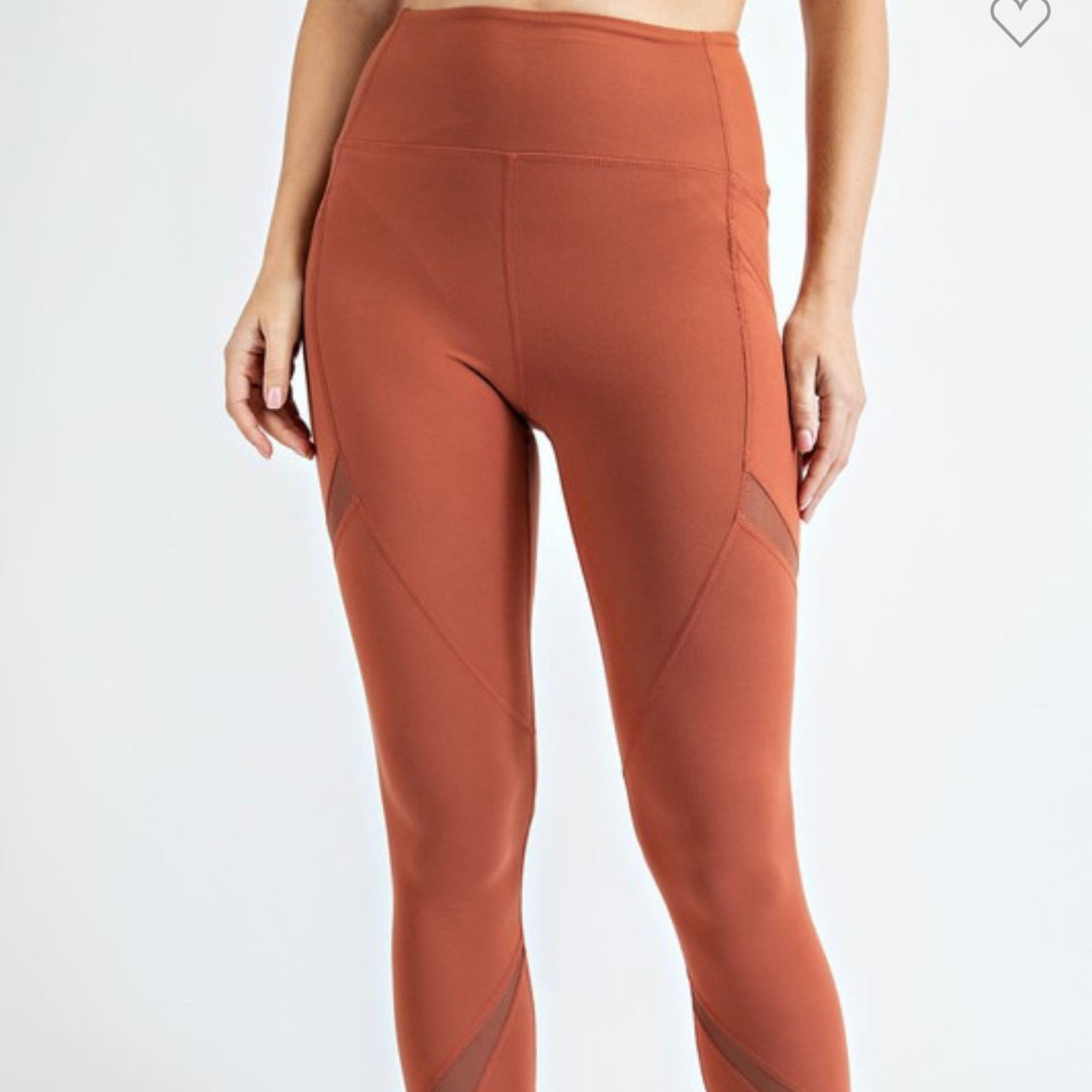 Mesh Detail Leggings- terracotta