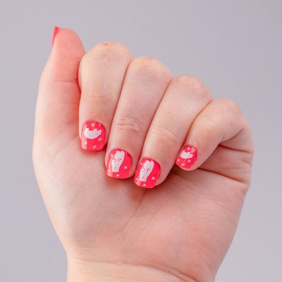 Red Aspen Petite Nail Dashes Manicure DIY Nail Art polar bear nails