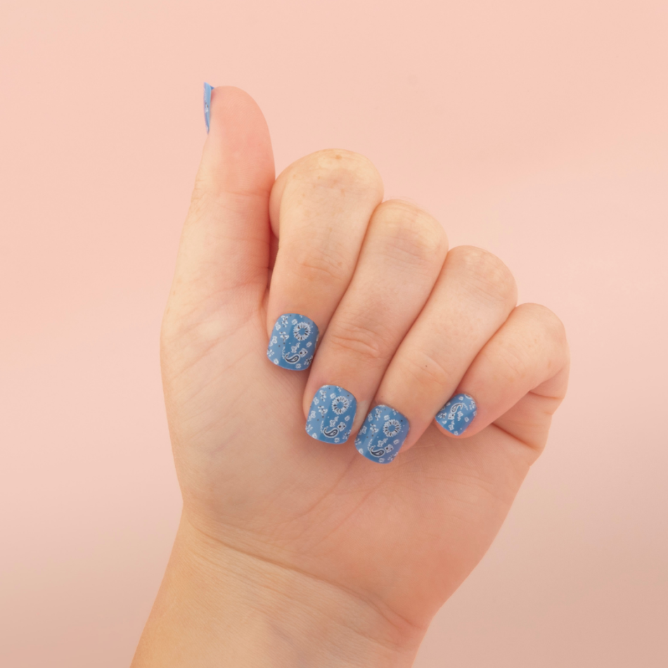 Red Aspen Petite Nail Dashes Manicure DIY Nail Art blue paisley