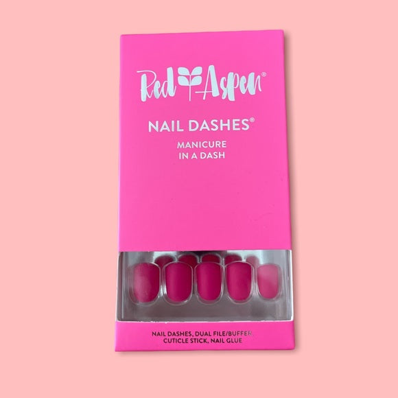 hot pink matte colored nail dashes