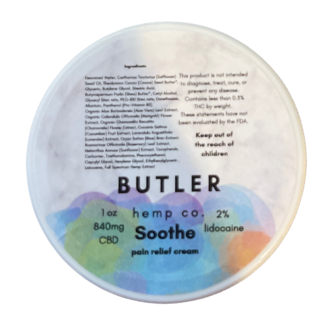 Butler Hemp Co Soothe Pain Relief Cream