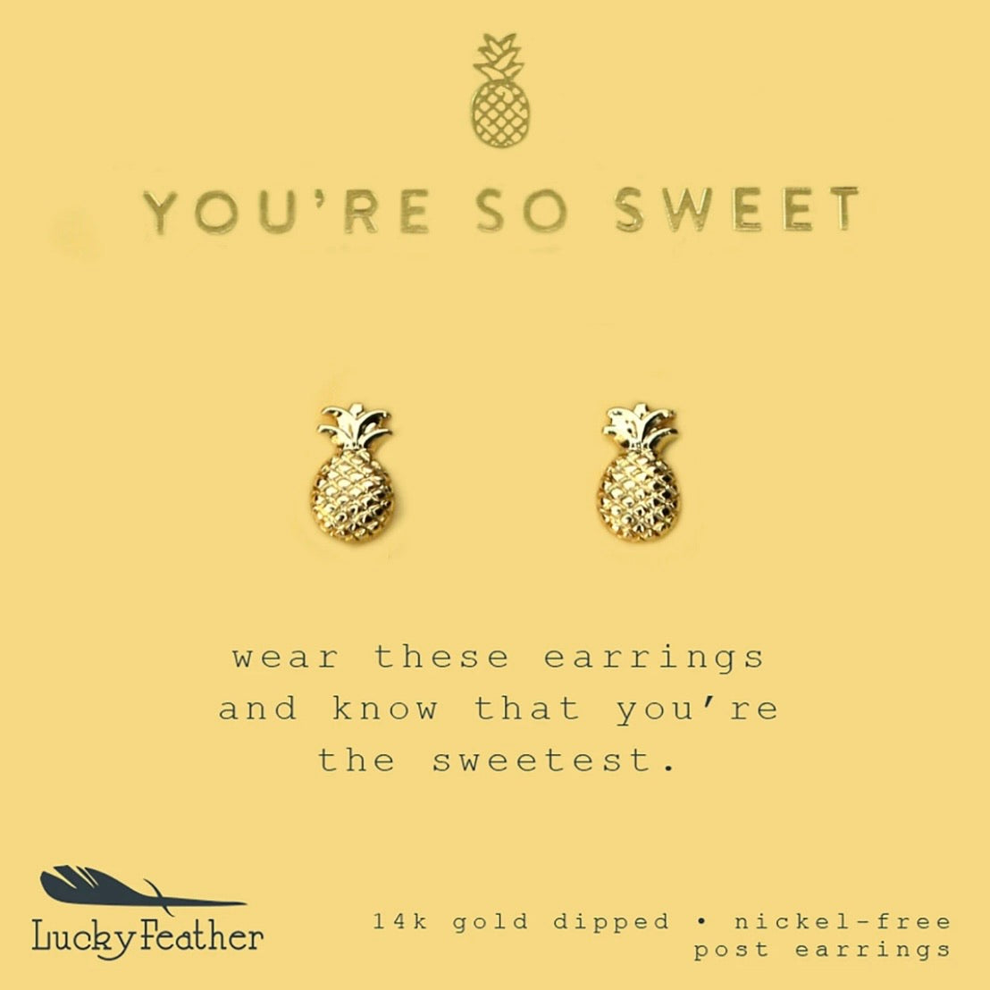 Lucky Feather Gold Earrings