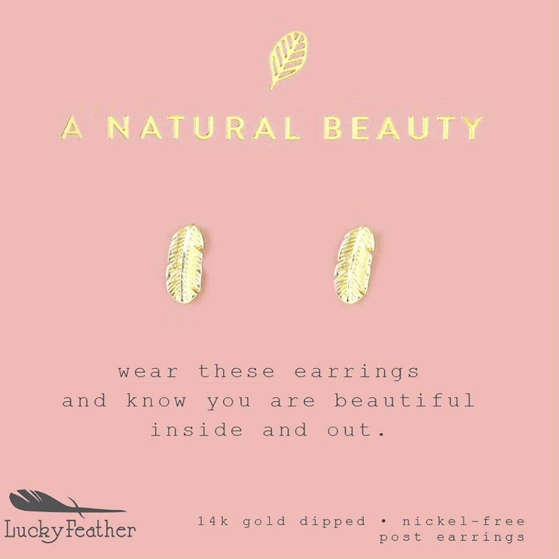 Lucky Feather Gold Earrings